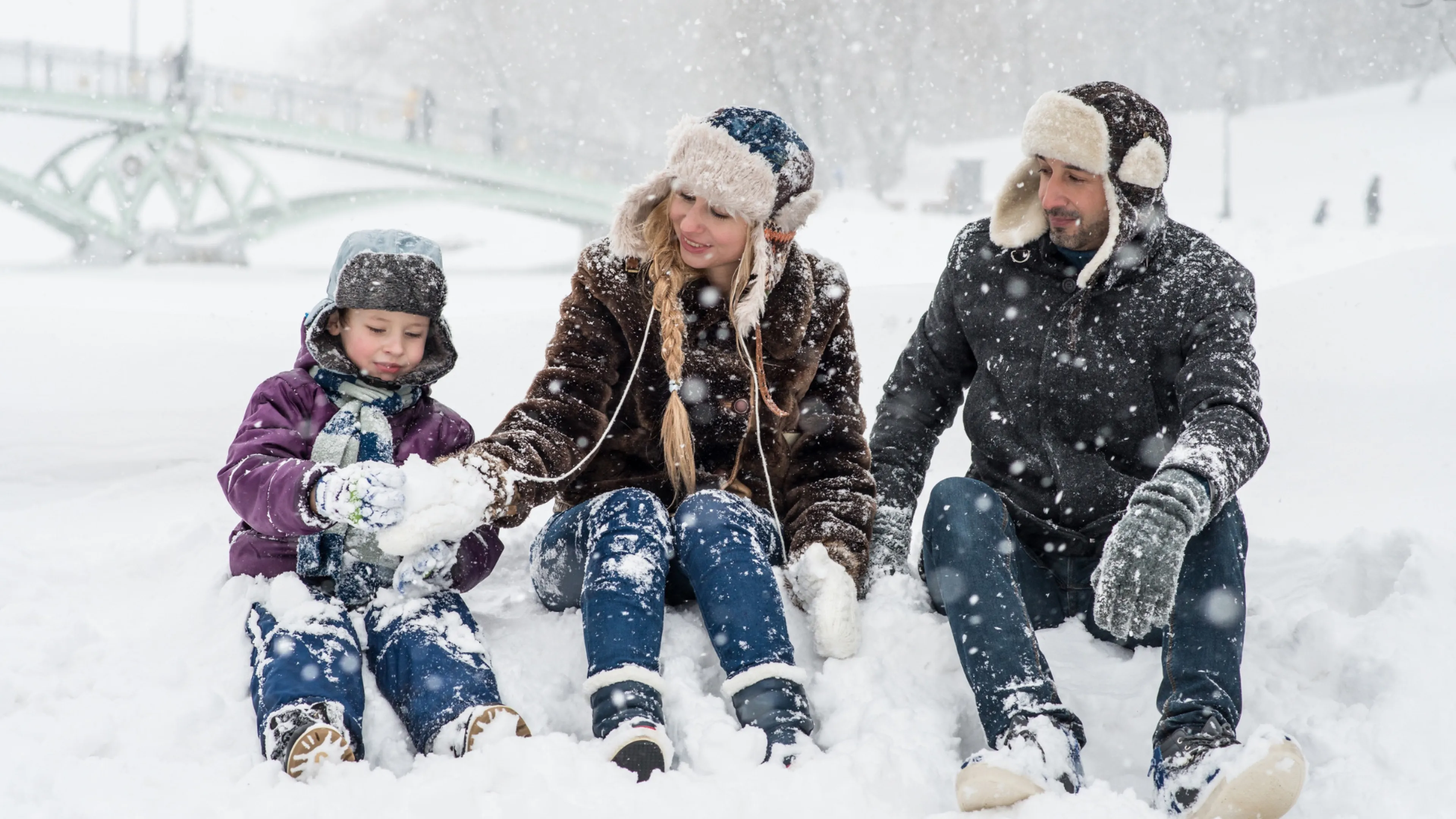 Family in the snow