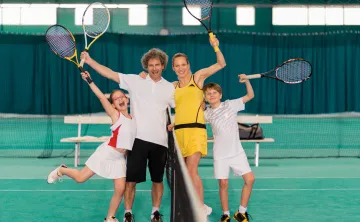 Picture of a family playing tennis